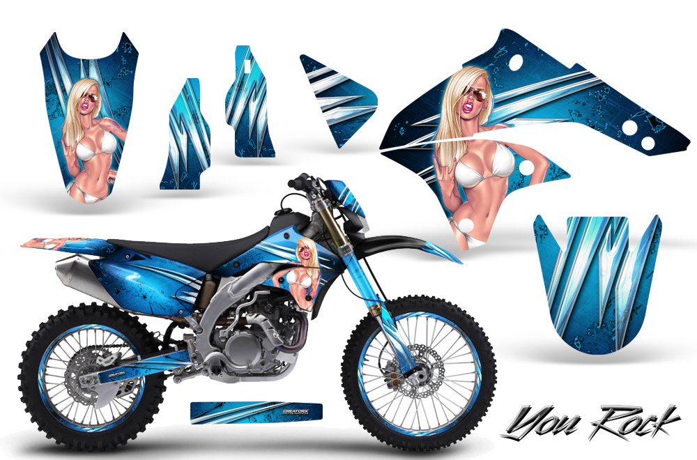 Kawasaki KLX450 Graphics Kit 08-12 You Rock BlueIce NP Rims